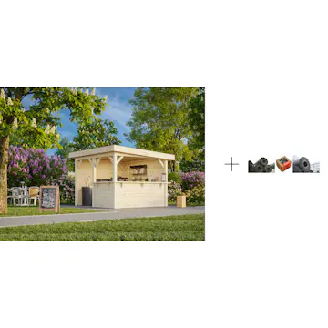 Paviljong Palmako Lenna 8,3 m2 Set 303 med Papp, Spiker og SBS Takbelegg