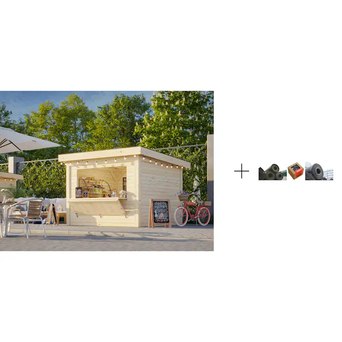 Kiosk Palmako Lenna 8,3 m2 Set 304 med Papp, Spiker og SBS Takbelegg