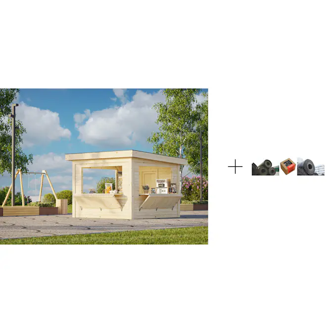 Kiosk Palmako Lenna 8,3 m2 Set 306 med Papp, Spiker og SBS Takbelegg