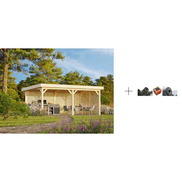 Paviljong Palmako Lenna 16,6 m2 Set 309 med Papp, Spiker og SBS Takbelegg