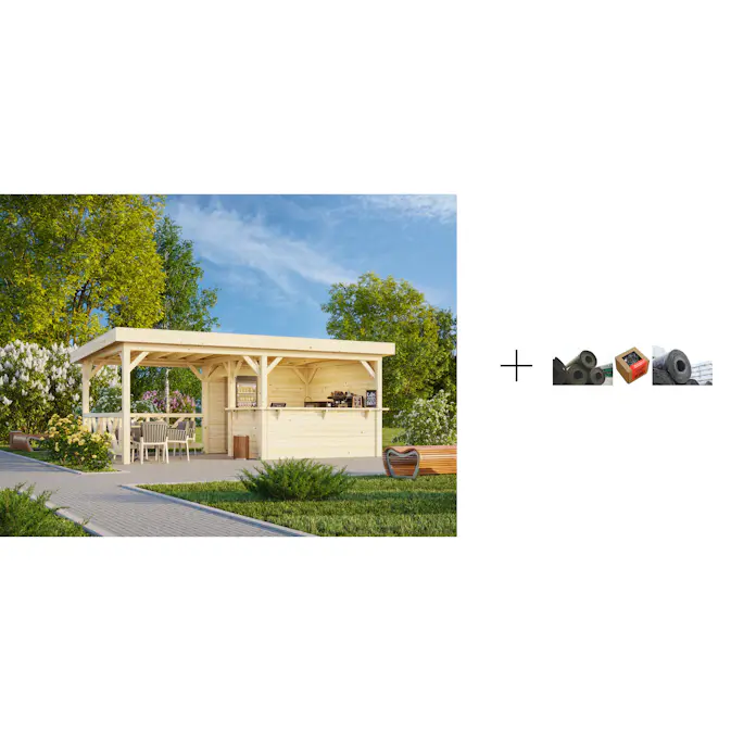 Paviljong Palmako Lenna 16,6 m2 Set 310 med Papp, Spiker og SBS Takbelegg