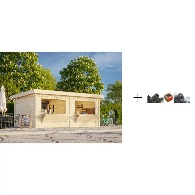 Kiosk Palmako Lenna 16,6 m2 Set 311 med Papp, Spiker og SBS Takbelegg