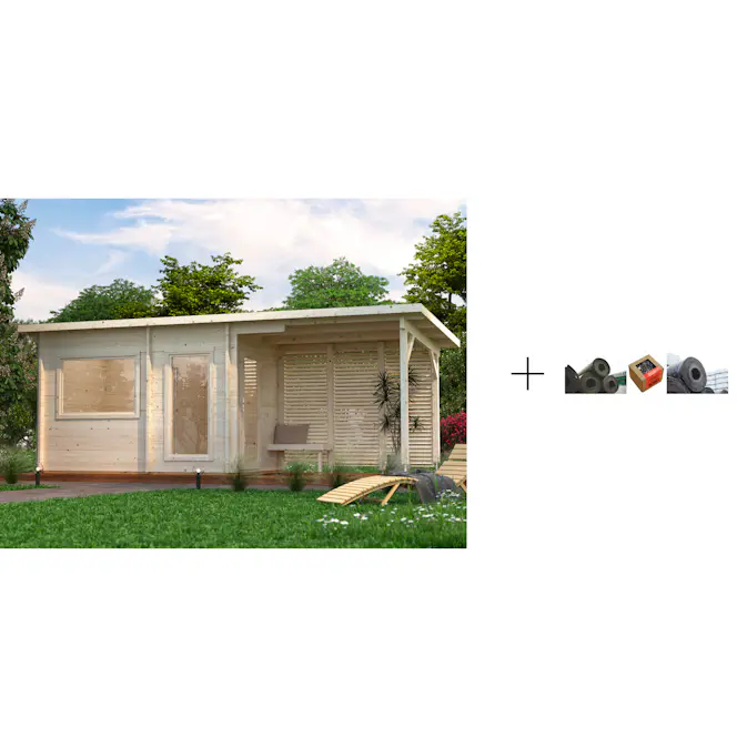 Badstuhus Palmako Sanna 6,8 + 5,9 m2 med Papp, Spiker og SBS Takbelegg