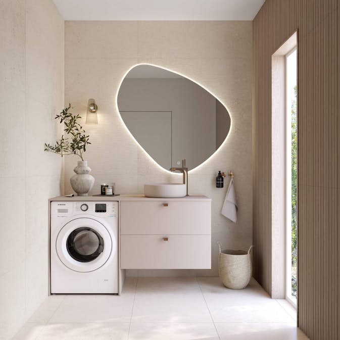 Møbelpakke FOSSBAD Variant60 B143,2 med Space Cream Servant og Organic Speil