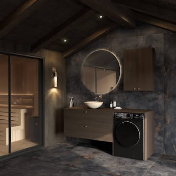 Møbelpakke FOSSBAD Variant60 B185,2 med Overskap Roma Servant Moon Speil