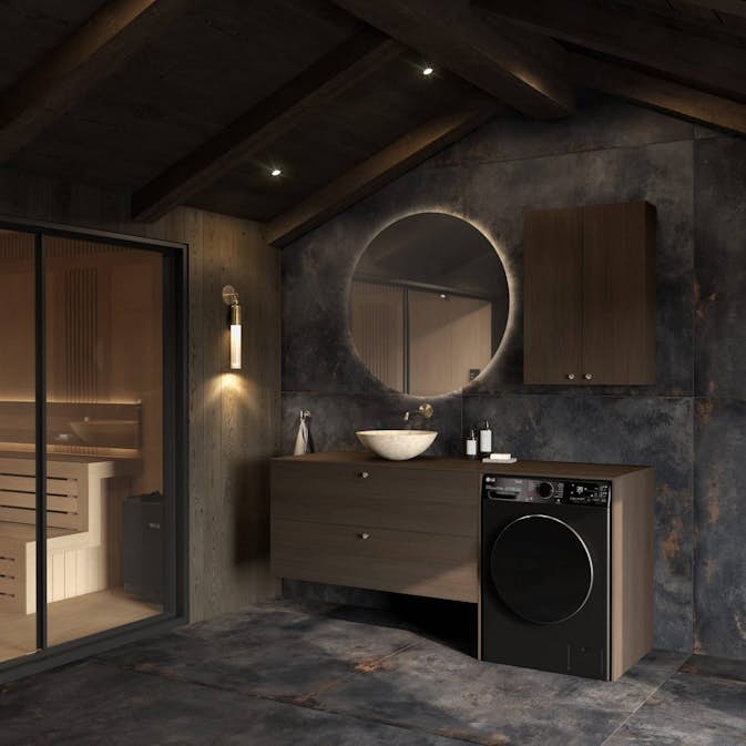 Møbelpakke FOSSBAD Variant60 B185,2 med Overskap Roma Servant Moon Speil