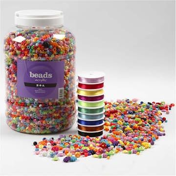 Perler og Smykkeelastikk Creativ Company Str 6-20 mm Hullstr 1,5-6 mm,1 Pk