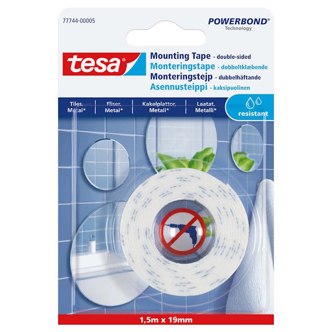 Monteringstape Tesa Speil Fliser 1,5 m x 19 mm