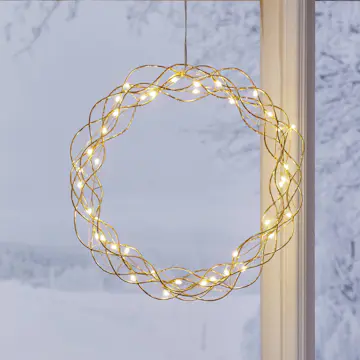 Hengende Dekorasjon Star Trading Curly Krans med LED 30cm