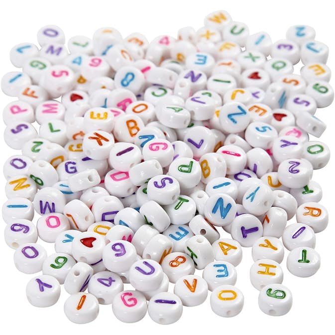 Bokstavperler Creativ Company Hvit 7 mm Hullstr 1,2 mm 200 g/1 Pk