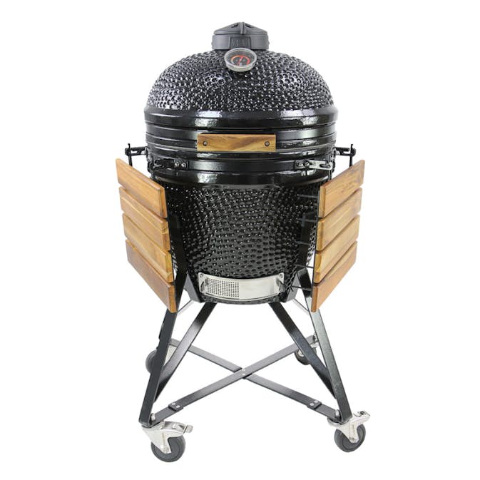 Kamadogrill Kamado Sumo Midi 21" Svart Keramisk Grill med Fleksibelt Grillrist & Teakdetaljer