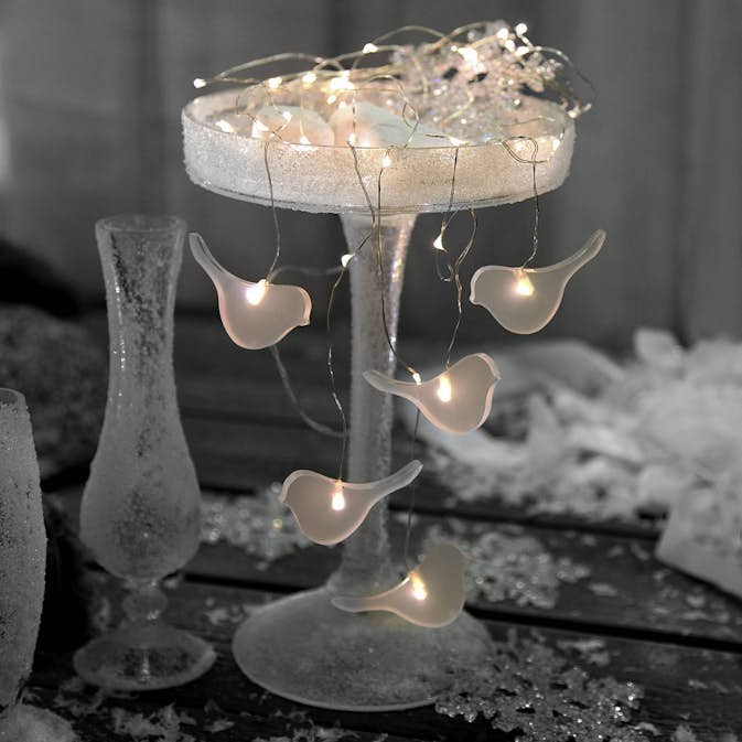 Lyslenke Star Trading Dew Drop LED 46 Lys med Fugler Batteridrevet