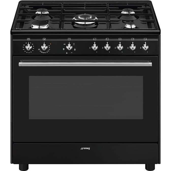 Gasskomfyr Smeg CX91GMBL Concerto Sort Ergonomisk og Smart Design