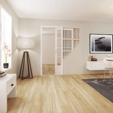 Skyvedørskarm Pocket Klassisk Hvit Dørbladmål 92,6x204 cm, Veggtykkelse: 98 mm, Enkelgips, S0500-N, Soft-close Outlet