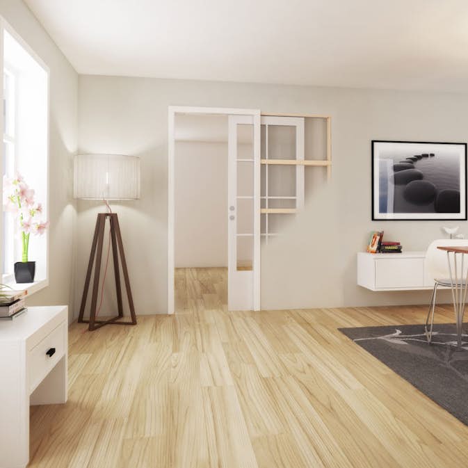 Skyvedørskarm Pocket Klassisk Hvit Dørbladmål 92,6x204 cm, Veggtykkelse: 98 mm, Enkelgips, S0500-N, Soft-close Outlet