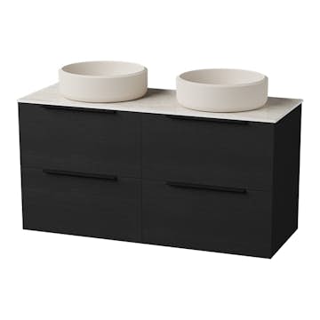 Servantskap FOSSBAD Variant46 B120 for Benkeplate og 2 Toppmonterte Servanter