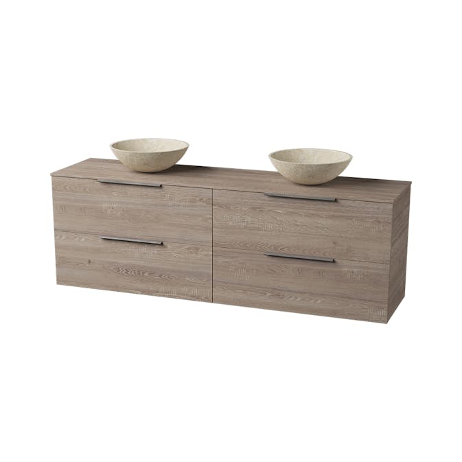 Servantskap FOSSBAD Variant46 B180 for Benkeplate og to Toppmonterte Servanter