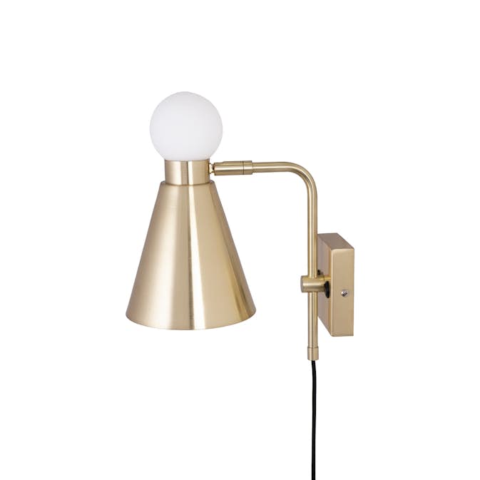 Vegglampe Globen Lighting Ludo Børstet Messing/Hvit