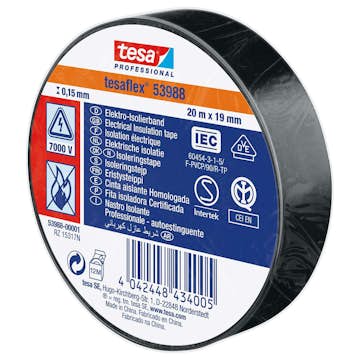 Isolasjonstape Tesa Sort 19 mm x 20 m
