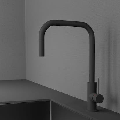 Köksblandare Scandtap Steel Accent Square med Utdragbar Pip
