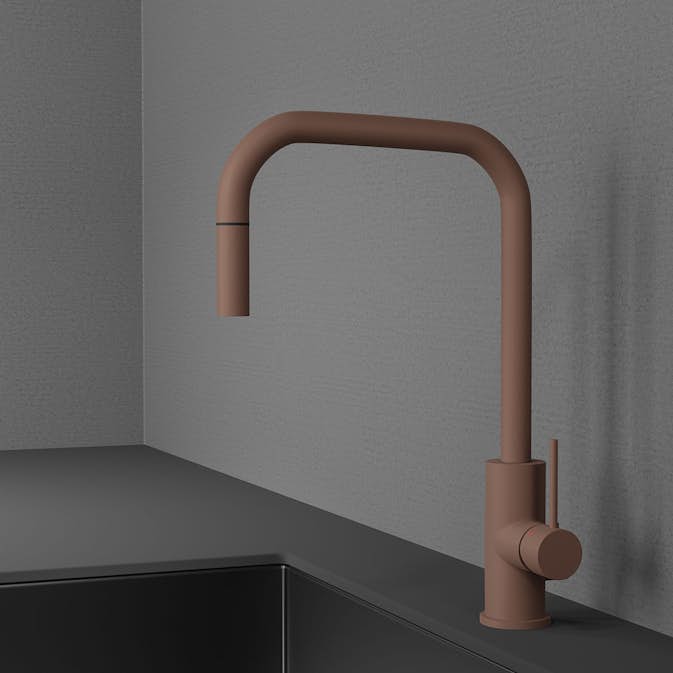 Kjøkkenbatteri Scandtap Steel Accent Square med Uttrekkbar Tut