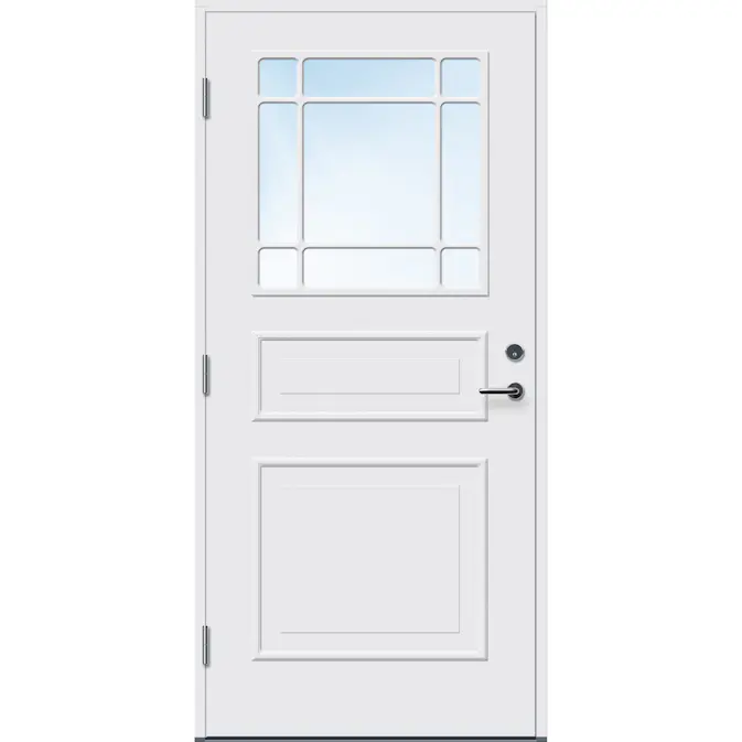 Ytterdør Bygg1 Arendal Klarglass med Yale Doorman Classic Home