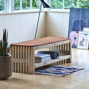 Benk PLUS Rustikk Design med Hylle 1380 mm