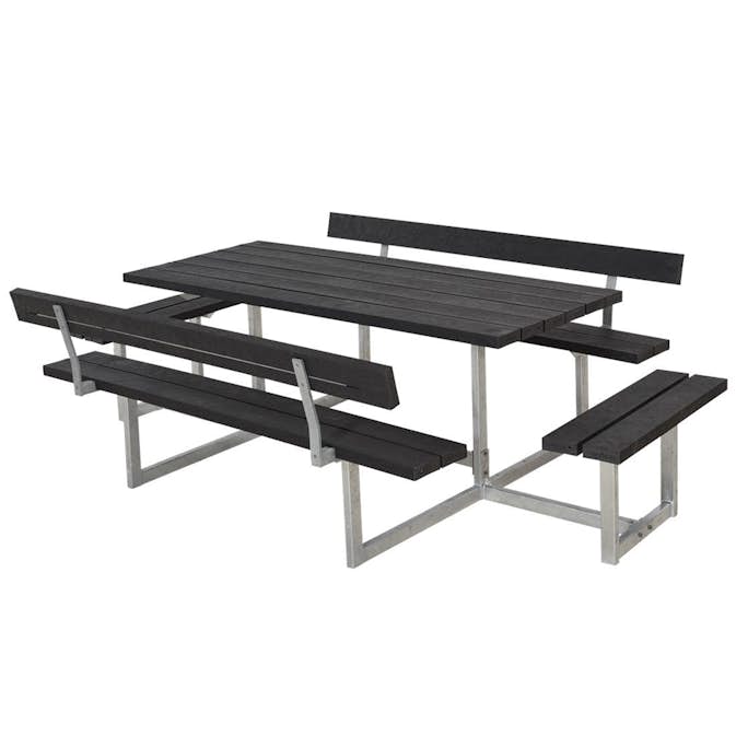 Benkbord PLUS Basic med Ekstra Sitteplasser Svart Plast