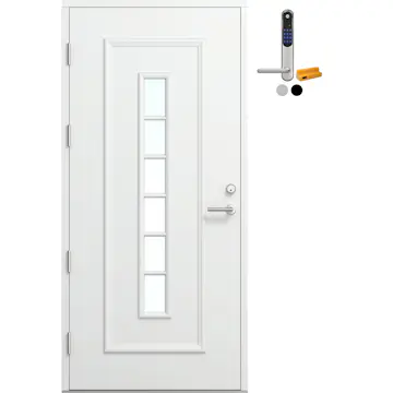 Ytterdør Bygg1 Fjord 11 Klarglass Hvit med Yale Doorman Classic Home