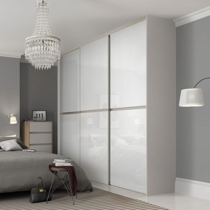 Skyvedør Lundbergs Decotique Hvitt Glass 2 Paneler