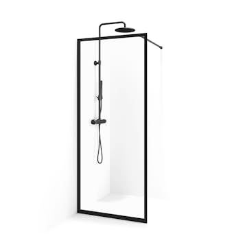 Dusjvegg Macro Design Empire Svart Klart Glass