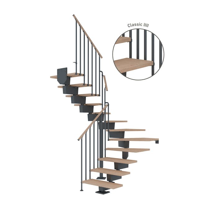 Hovedtrapp Dolle Dubai Eik Hvitoljet 1/2-Sving Classic IIII