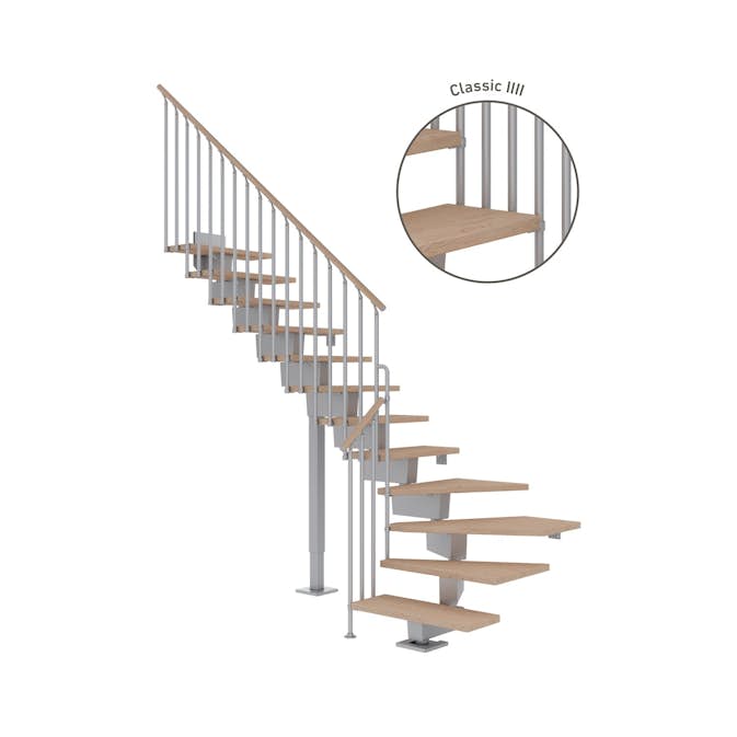 Hovedtrapp Dolle Dubai Eik Hvitoljet 1/4-Sving Classic IIII