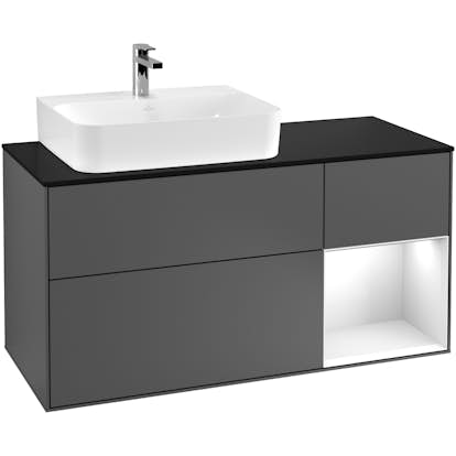 Tvättställsskåp Villeroy & Boch Finion med 3 Lådor Hylla och Bänkskiva för Ocentrerat Tvättställ