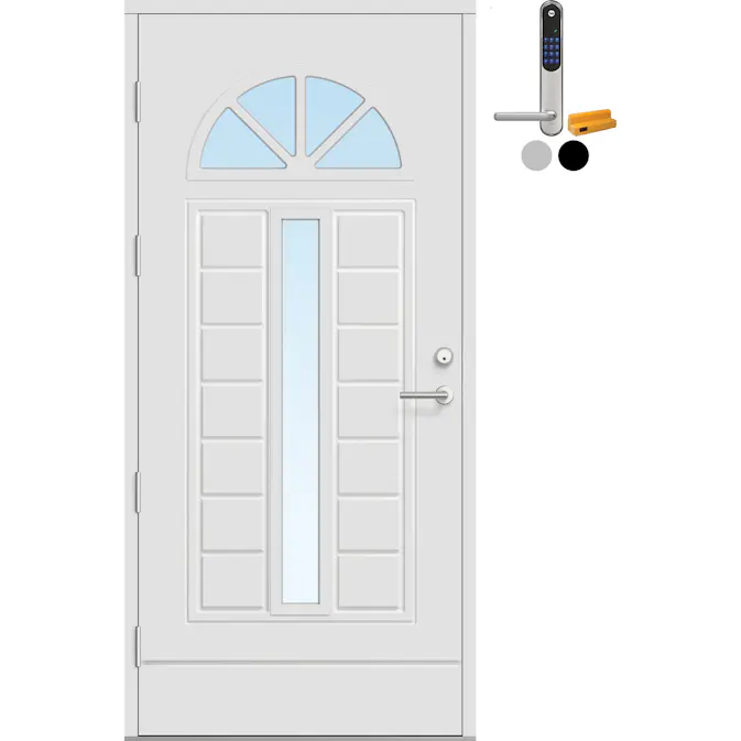 Ytterdør Bygg1 Fjell 13 Klarglass med Yale Doorman Classic Home