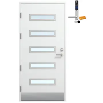 Ytterdør Bygg1 Fjell 05 Klarglass Hvit med Yale Doorman Classic Home