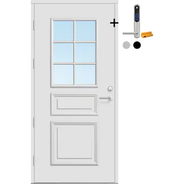 Ytterdør Bygg1 Fjord 03 Klarglass med Yale Doorman Classic Home