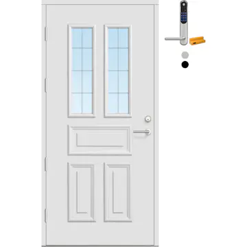 Ytterdør Bygg1 Fjord 04 Slipt Glass med Yale Doorman Classic Home