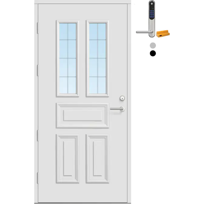 Ytterdør Bygg1 Fjord 04 Slipt Glass med Yale Doorman Classic Home