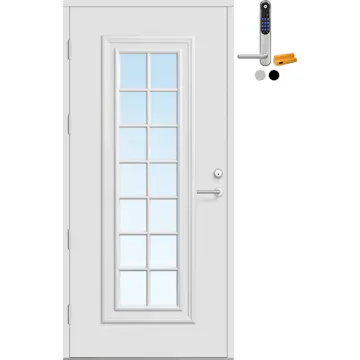 Ytterdør Bygg1 Fjord 06 Klarglass med Yale Doorman Classic Home