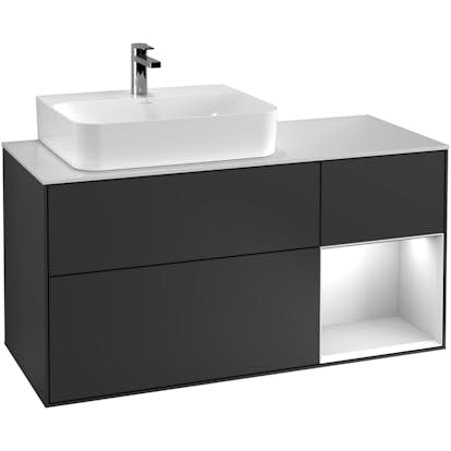 Tvättställsskåp Villeroy & Boch Finion med 3 Lådor Hylla och Bänkskiva för Ocentrerat Tvättställ