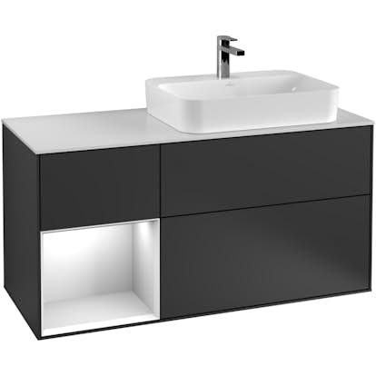 Tvättställsskåp Villeroy & Boch Finion med 3 Lådor Hylla och Bänkskiva för Ocentrerat Ytmonterat Tvättställ