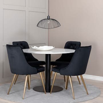 Spisegruppe Venture Home Razzia med 4 Velvet Deluxe Stoler