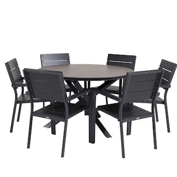 Spisegruppe Venture Home Lea Ø 120 med 6 Lova Stoler