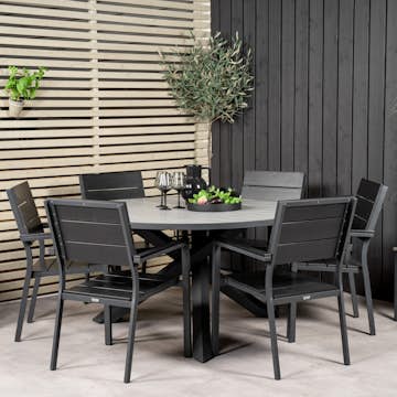 Spisegruppe Venture Home Pincy Ø140 med 6 Lova Stoler