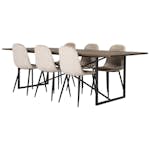 Spisegruppe Venture Home Peo med 6 Pobbie Stoler Fløyel