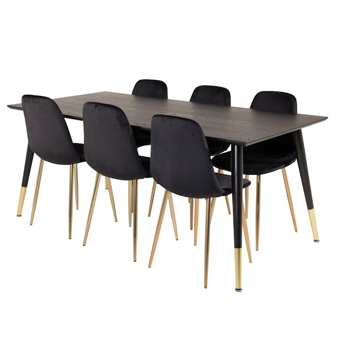 Spisegruppe Venture Home Disa med 6 Pobbie Stoler Fløyel