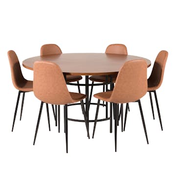 Spisegruppe furniture/fashion Copenhagen med 6 Pobbie Kunstlær Stoler