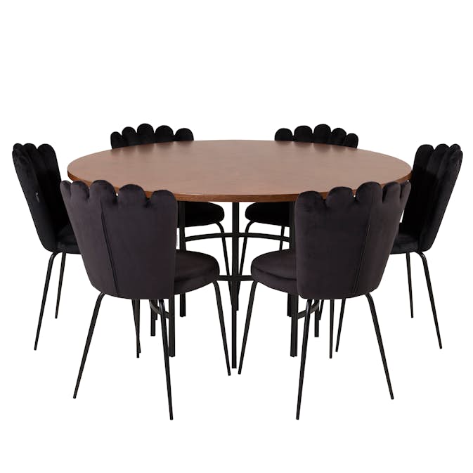 Spisegruppe furniture/fashion Copenhagen med 6 Sorte Limhamn Light Stoler