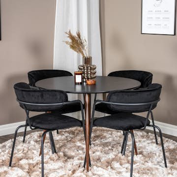 Spisegruppe Venture Home Plake med 4 Aris Karmstoler Rundt